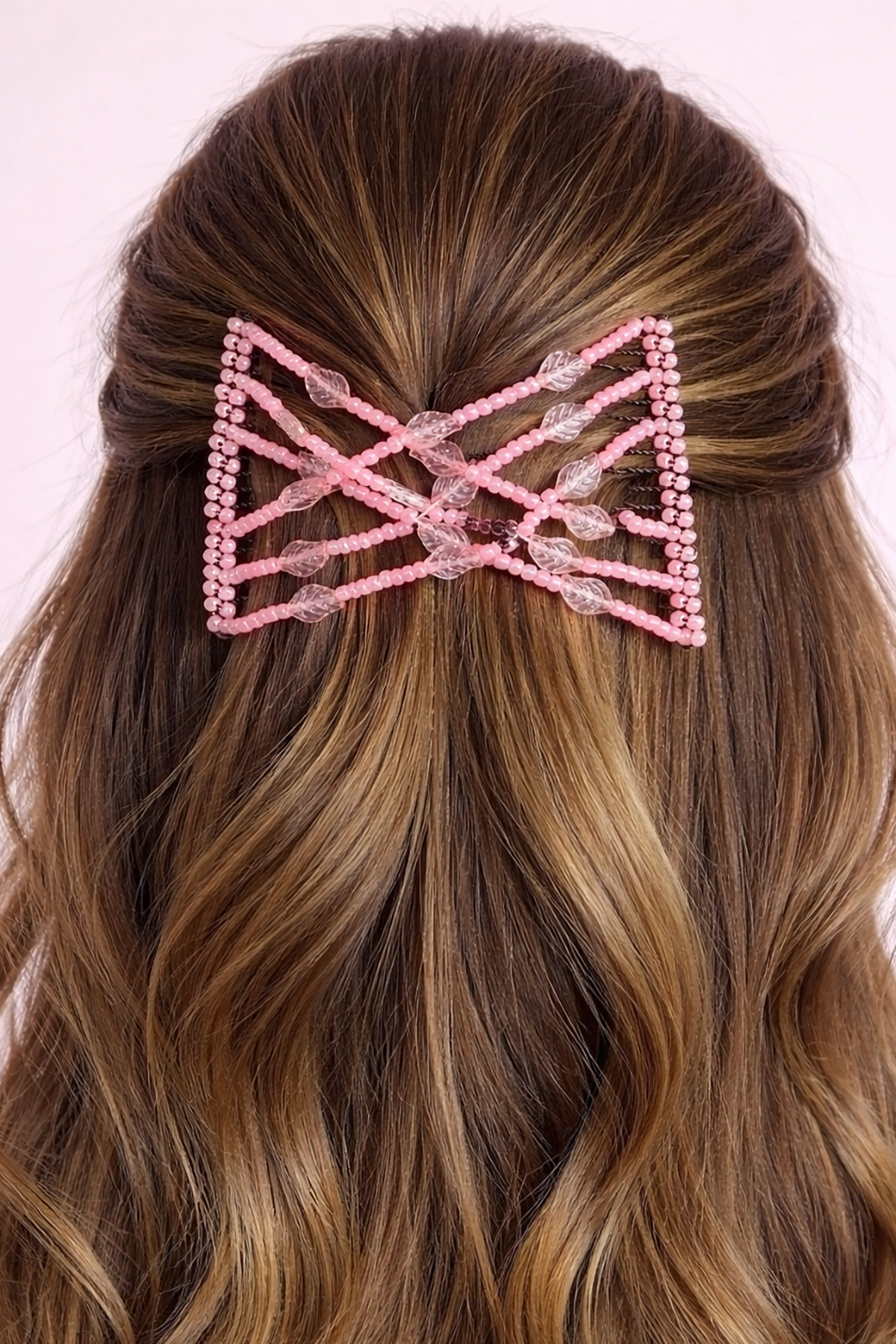 Pembe Renk Yaprak Figürlü Tel Tarak Toka