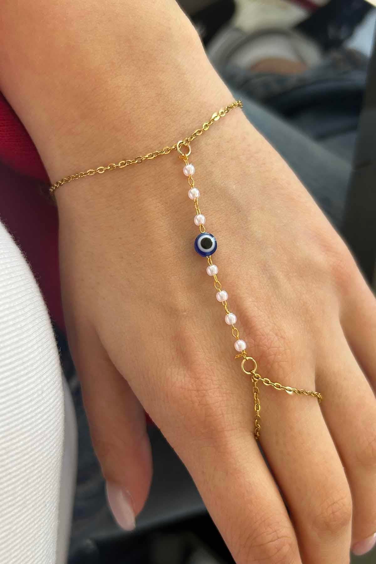 Altın Renk Nazar Boncuk Figürlü Çelik Şahmeran