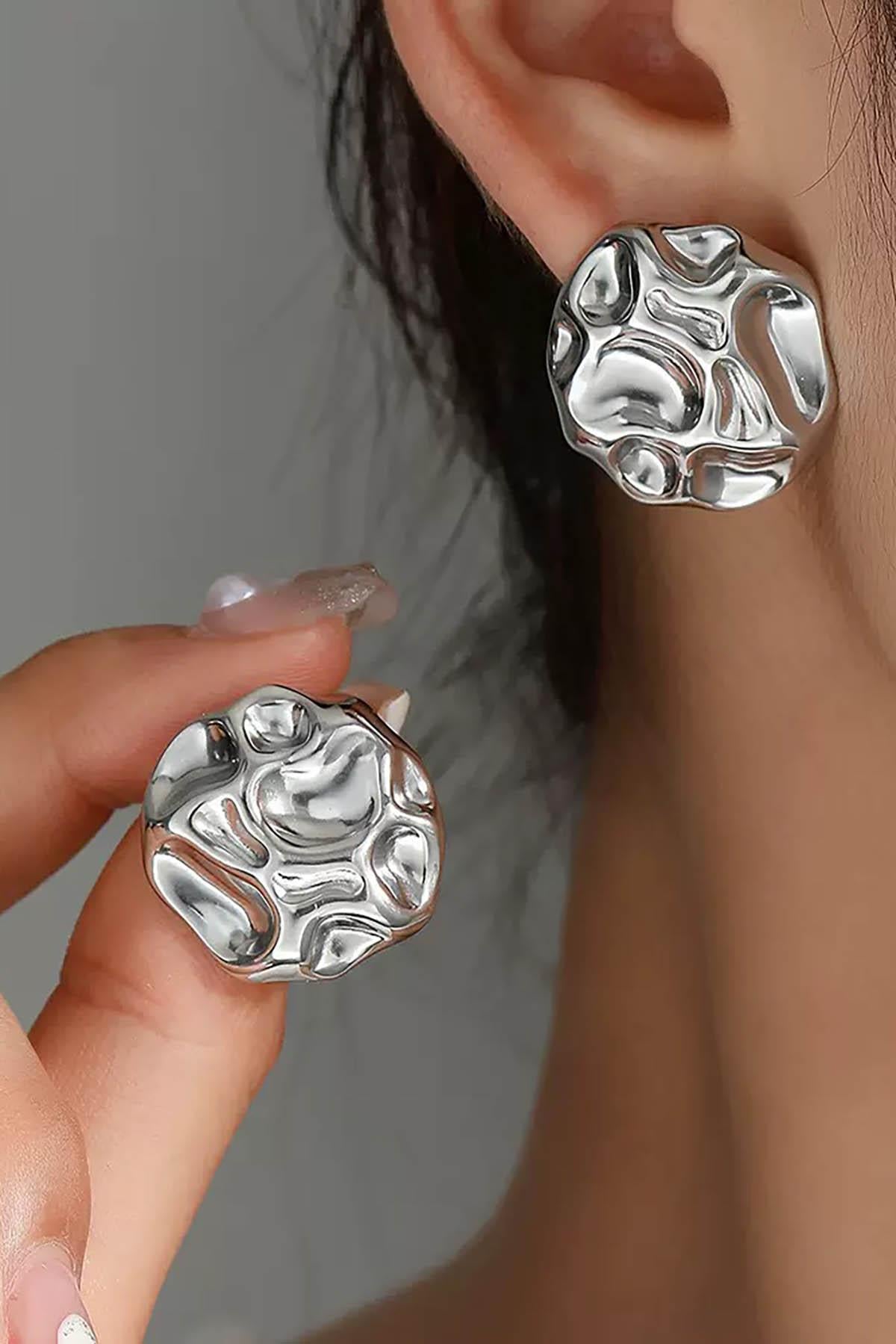 Gümüş Renk Çelik Küpe (Çift)