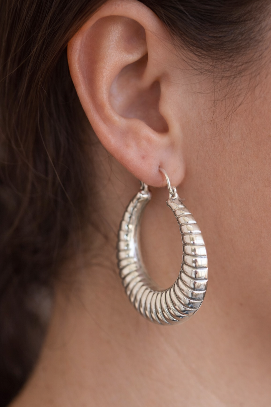 Gümüş Renk Çelik Halka Küpe (Çift)