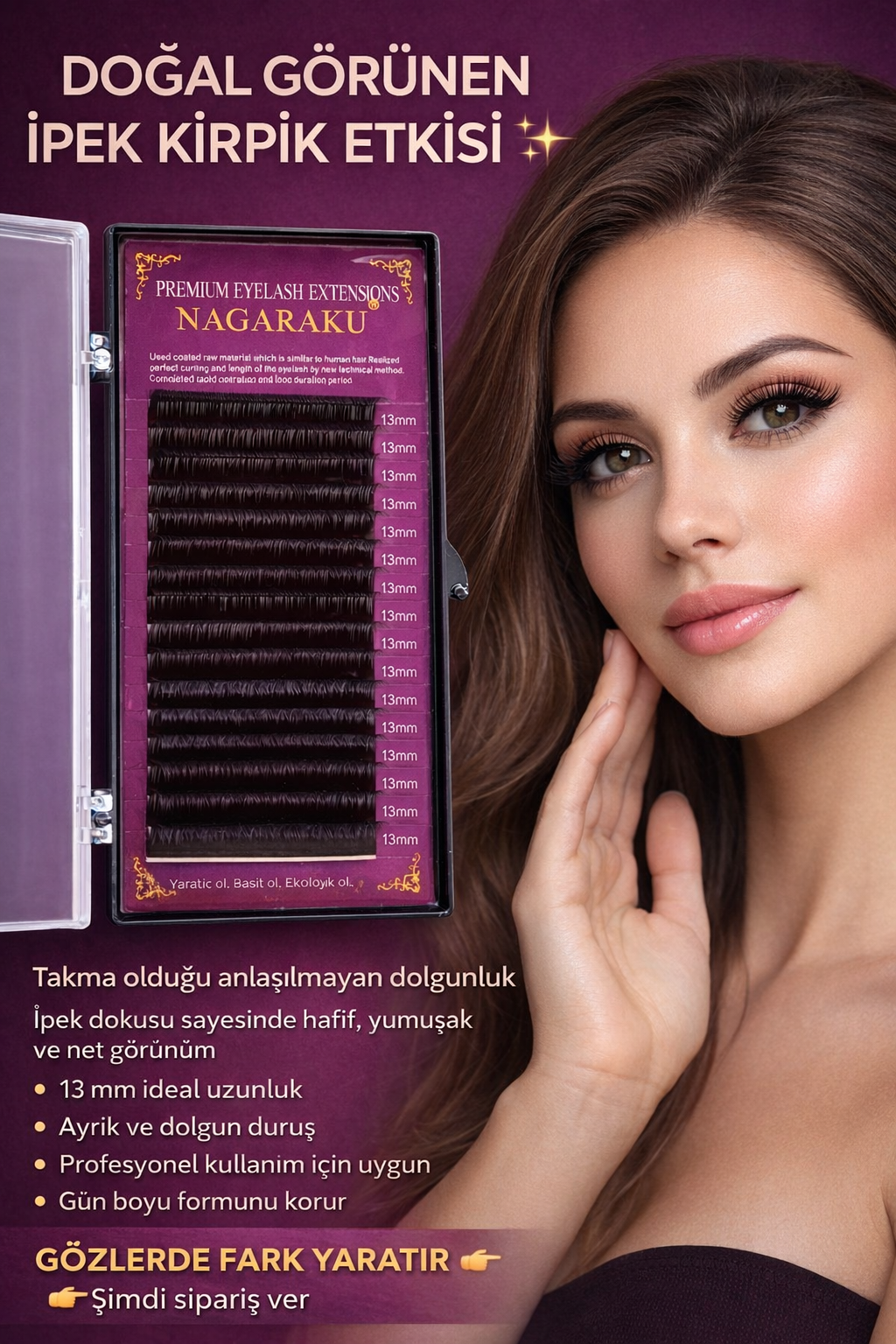 Saf İpek Kirpik 0.07 D Kıvrım 13 Mm