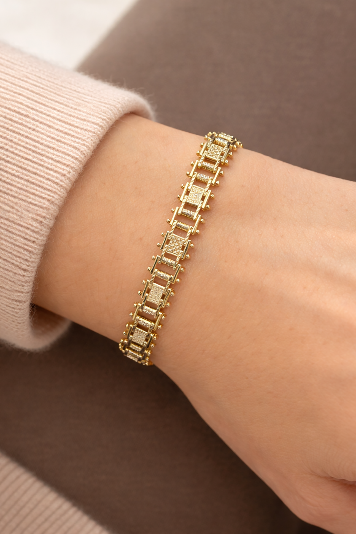 Altın Renk Çelik Xupıng VİP Bileklik