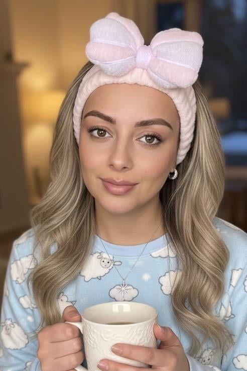 Pembe Ve Lila Renk Kurdele Figürlü Peluş Saç Bandı