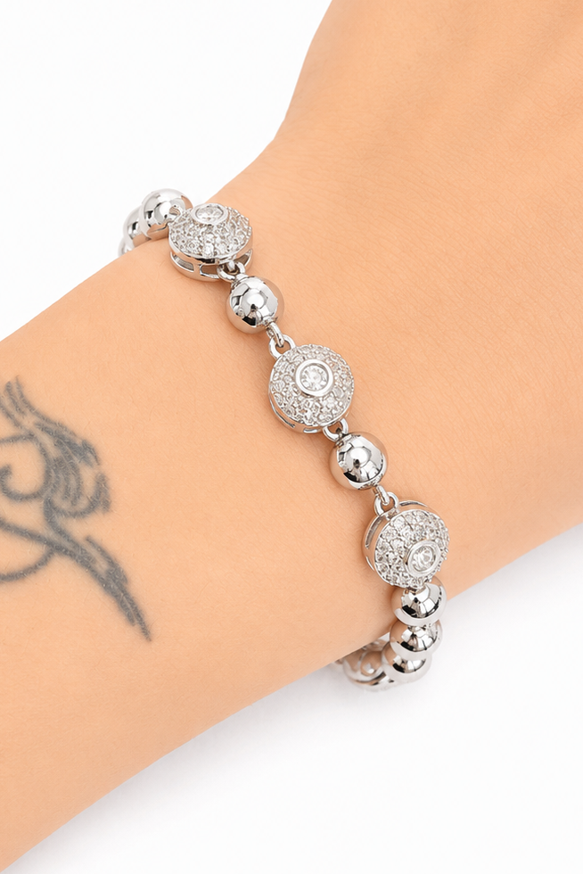 Gümüş Renk Taş Detaylı Bileklik