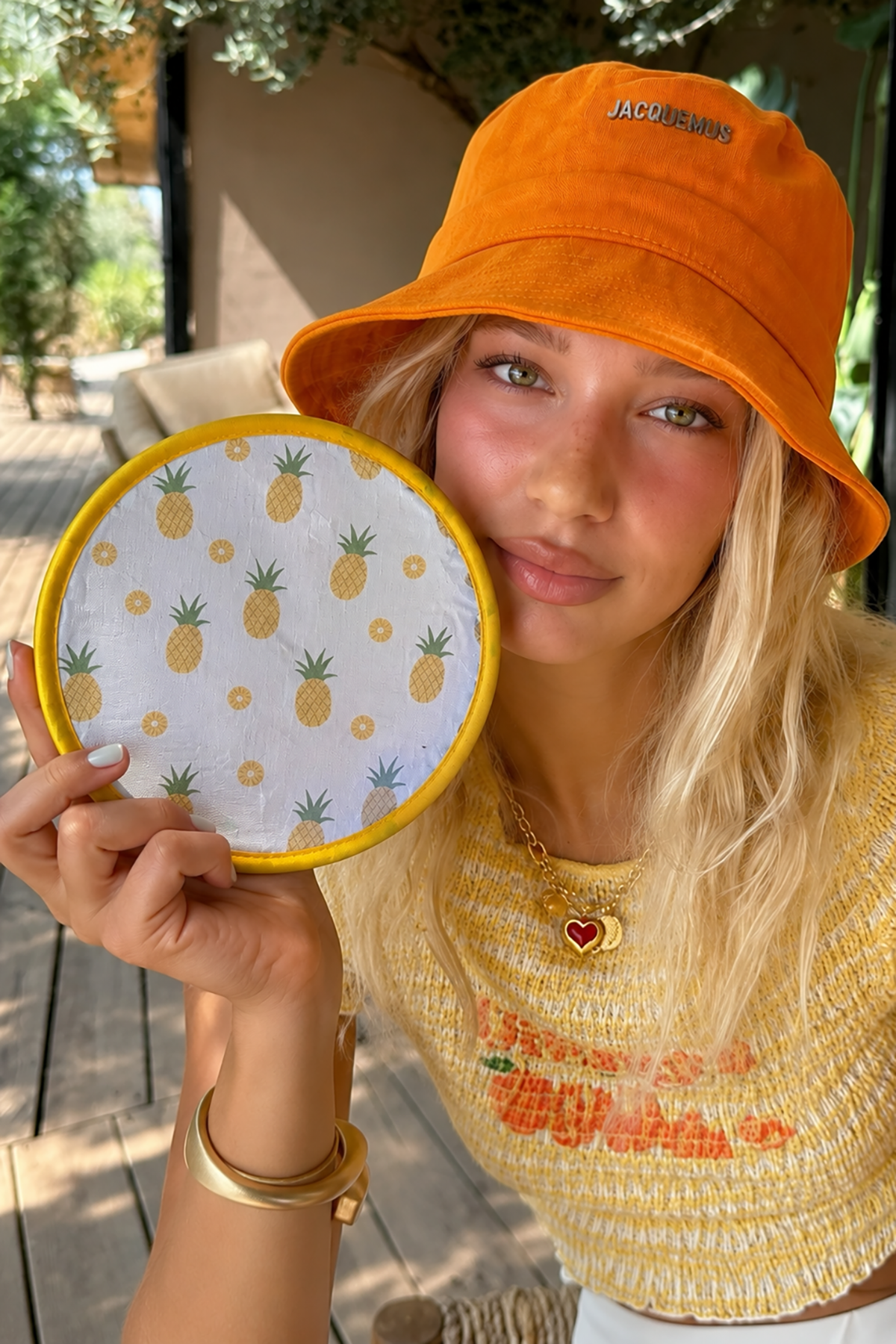 Ananas Desenli Katlanabilir Yelpaze 