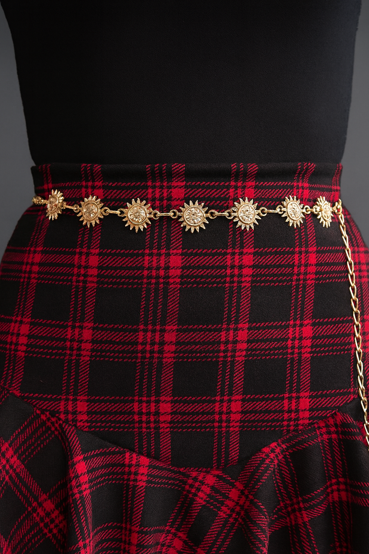 Altın Renk Güneş Figürlü Zincir Kemer