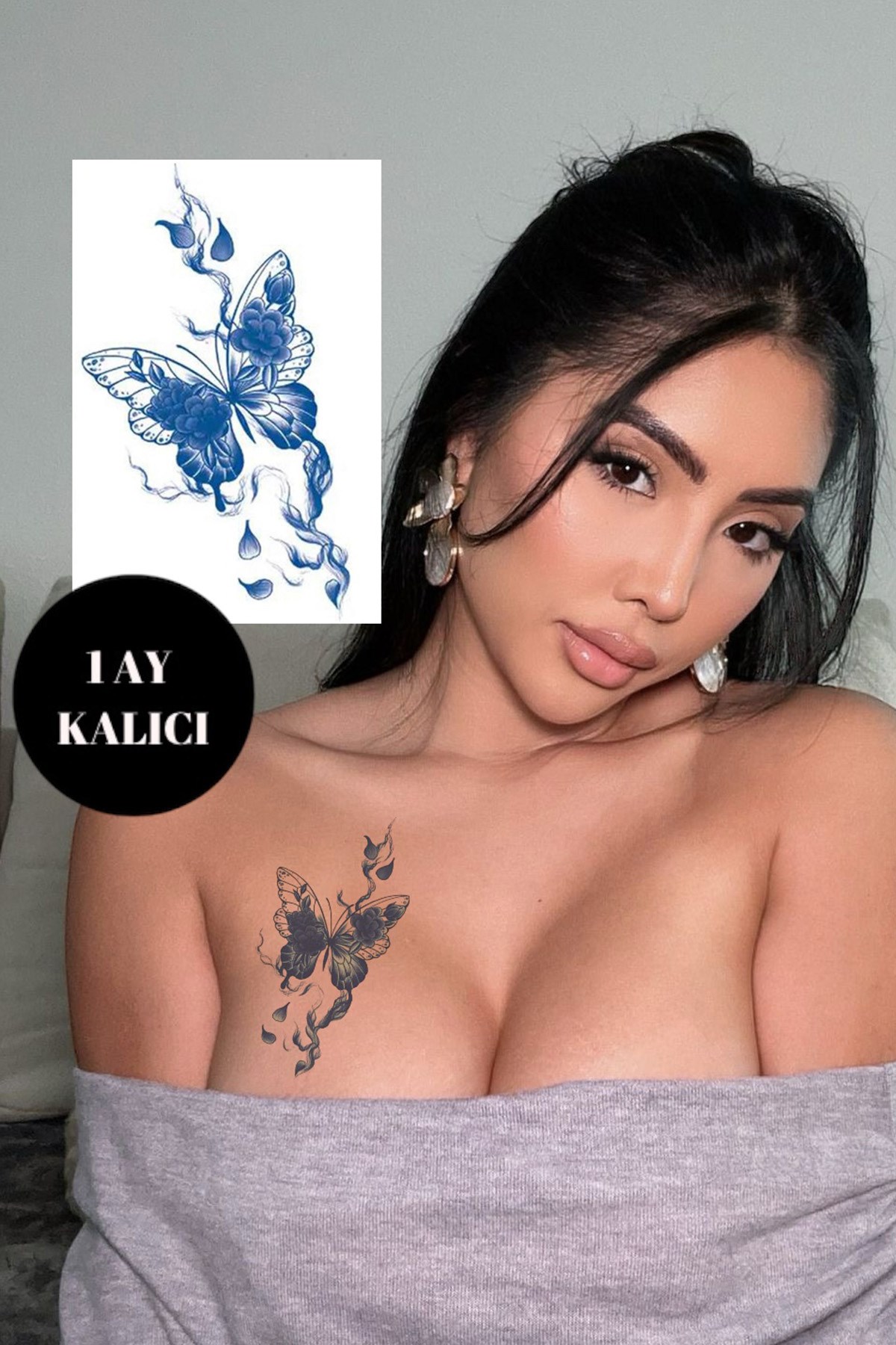 Kelebek Sonradan Kararan Yarı Kalıcı Geçici Dövme Tattoo