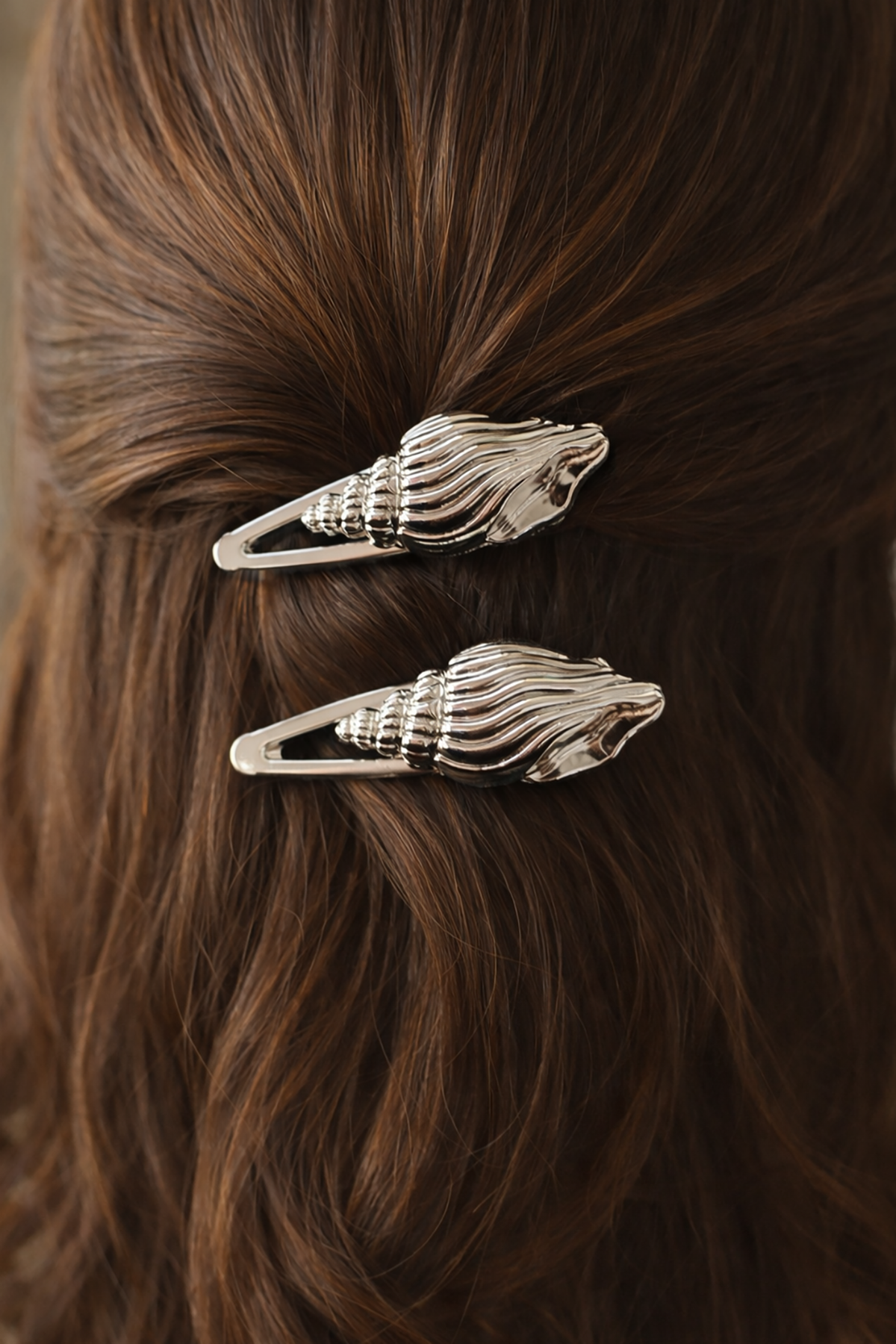 2'li Gümüş Renk Deniz Kabuğu Figürlü Yan Toka