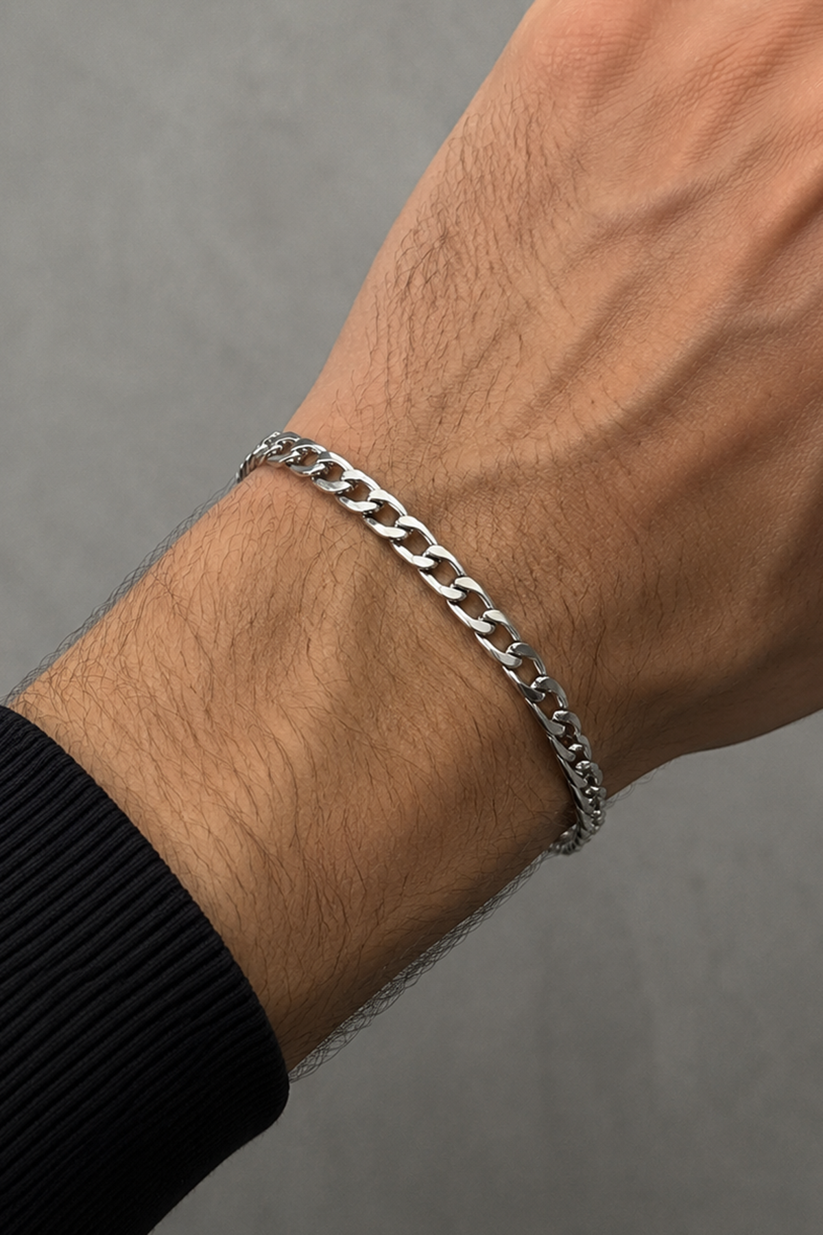 Gümüş Renk Zincir Çelik Bileklik (Unisex)