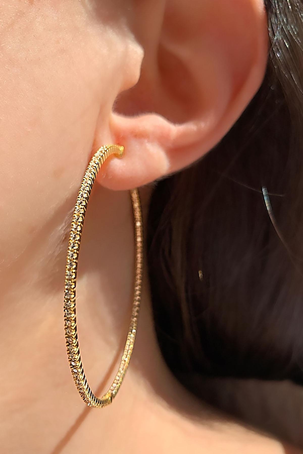 Altın Renk Halka Küpe (Çift)