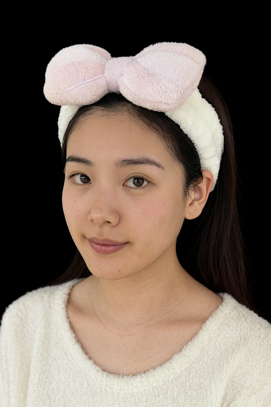 Beyaz Ve Lila Renk Kurdele Figürlü Peluş Saç Bandı