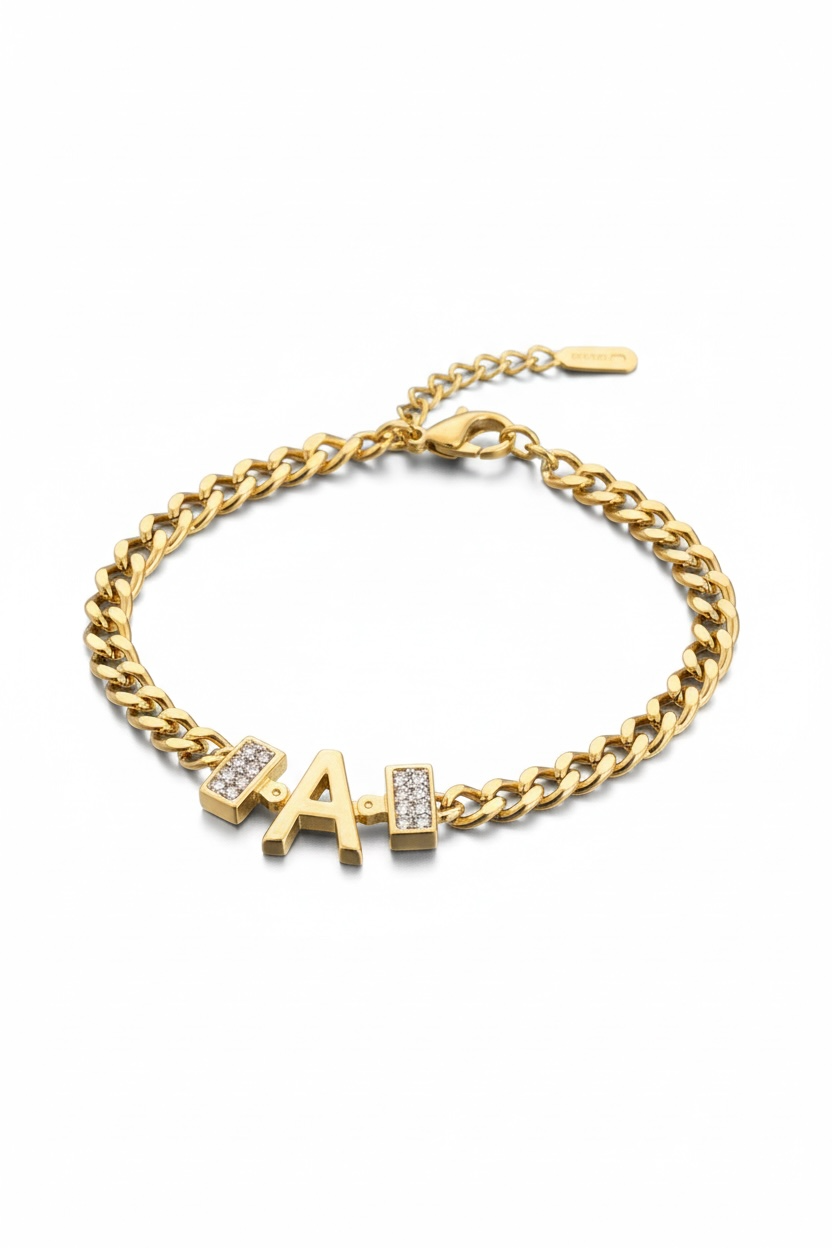 Altın Renk A Harf Çelik Bileklik