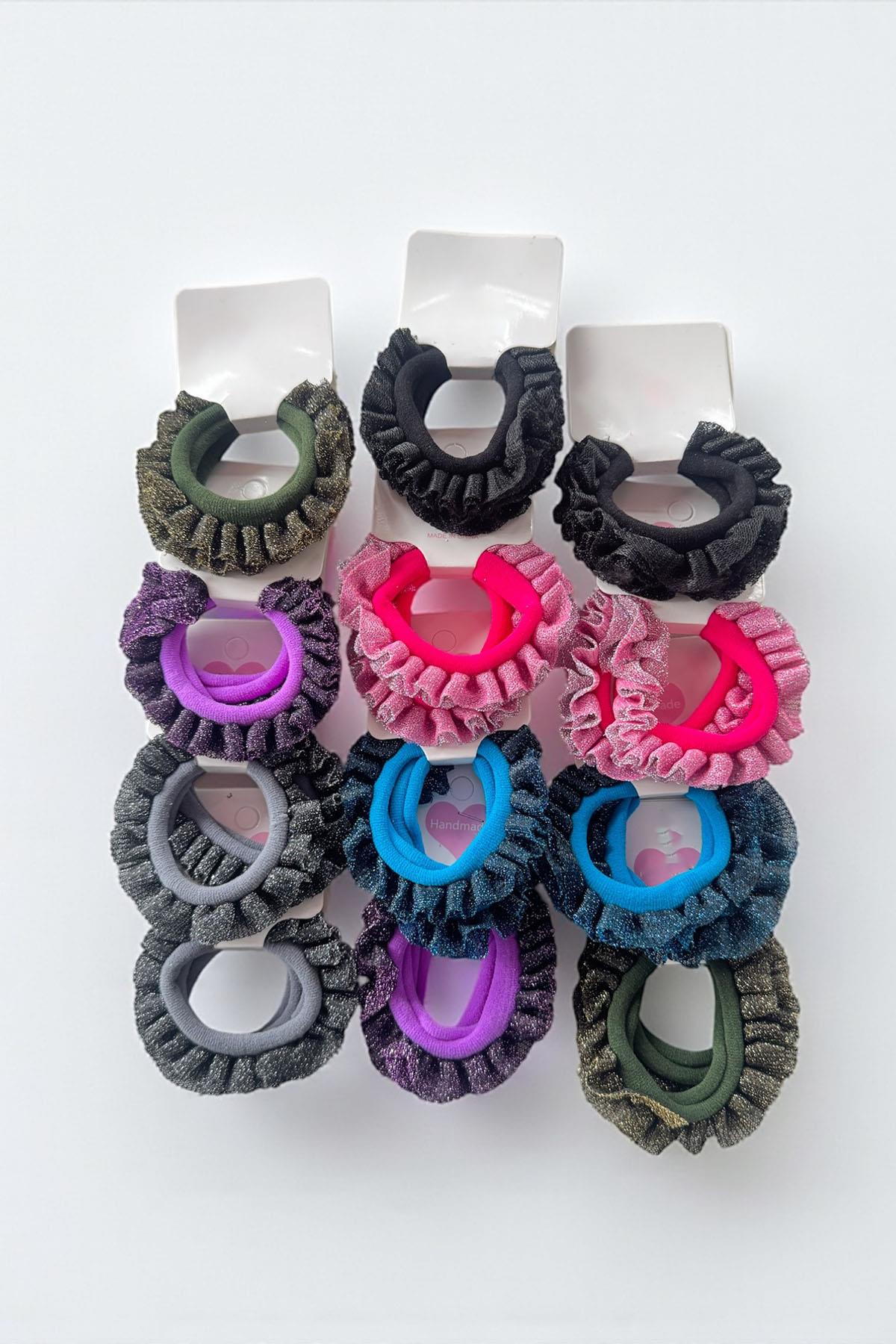 12'li Karışık Renk Lastik Toka Set 