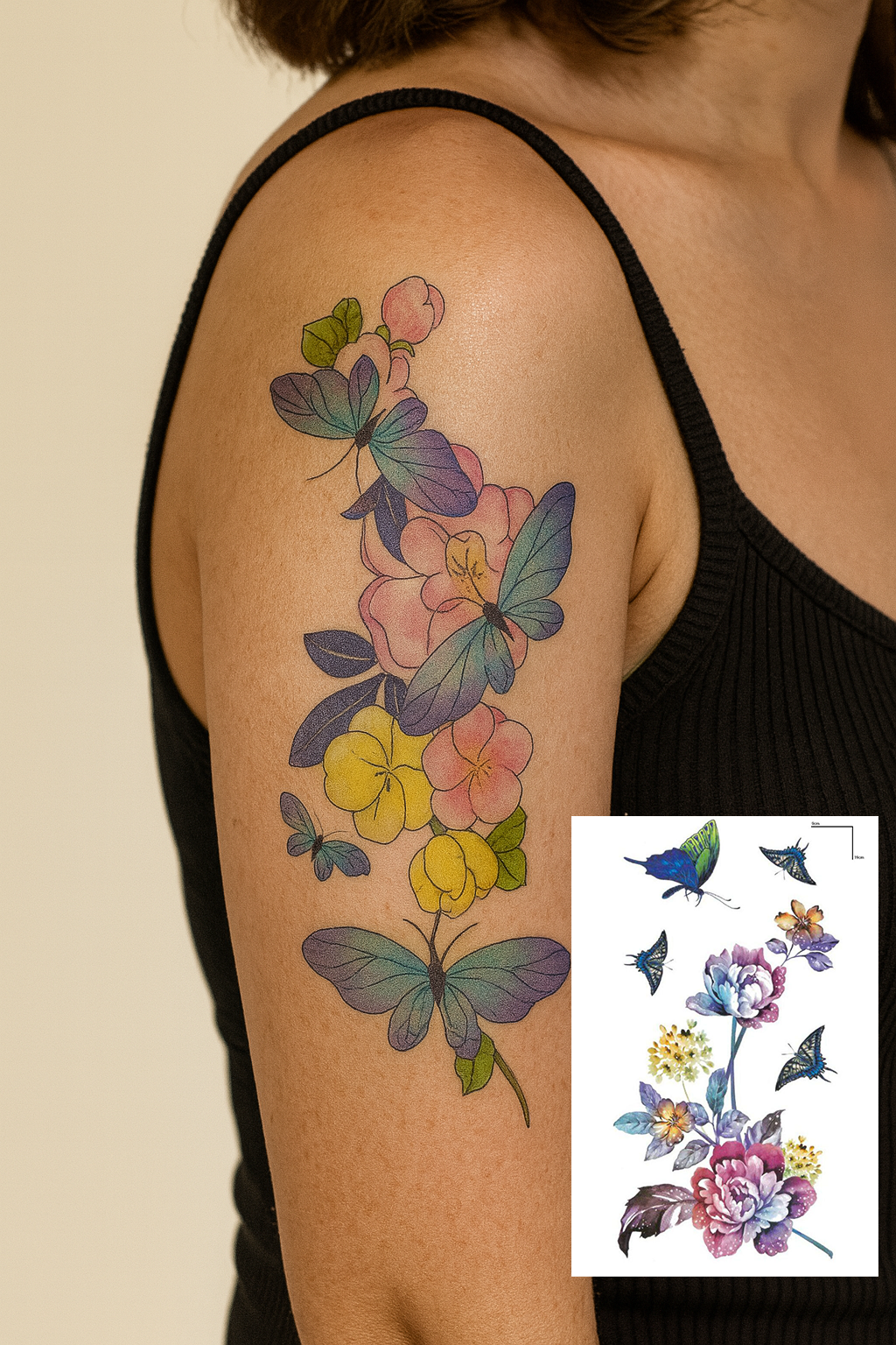 Geçici Çiçek Figürlü Dövme Tattoo