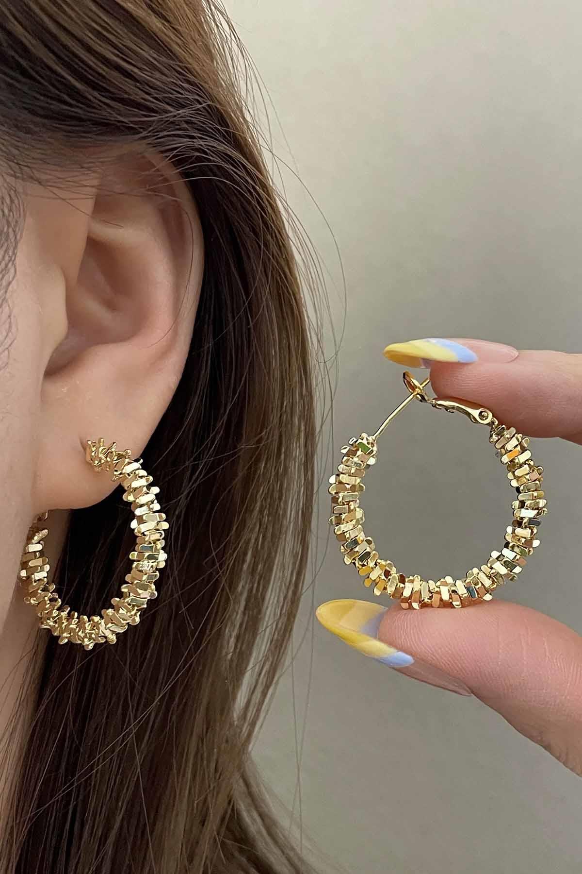 Altın Renk Halka Küpe (Çift)