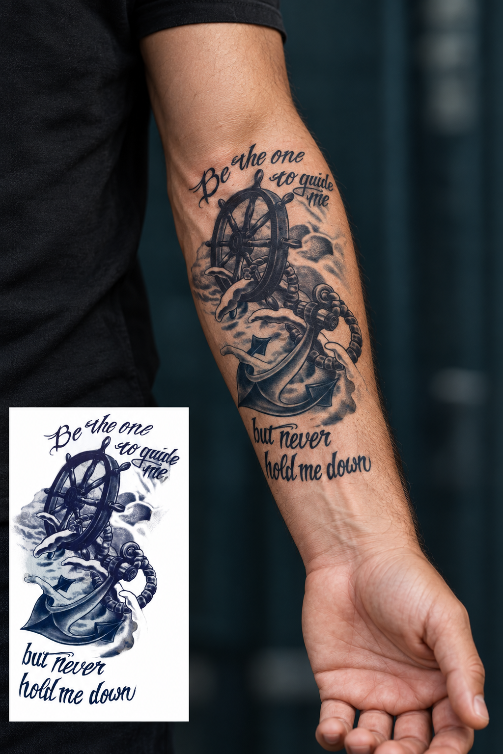 Çapa Figürlü Sonradan Kararan Yarı Kalıcı Geçici Dövme Tattoo