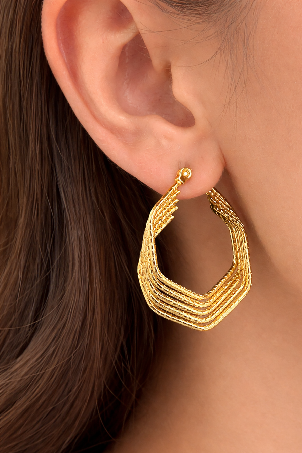 Altın Renk Çelik Halka Küpe (Çift)