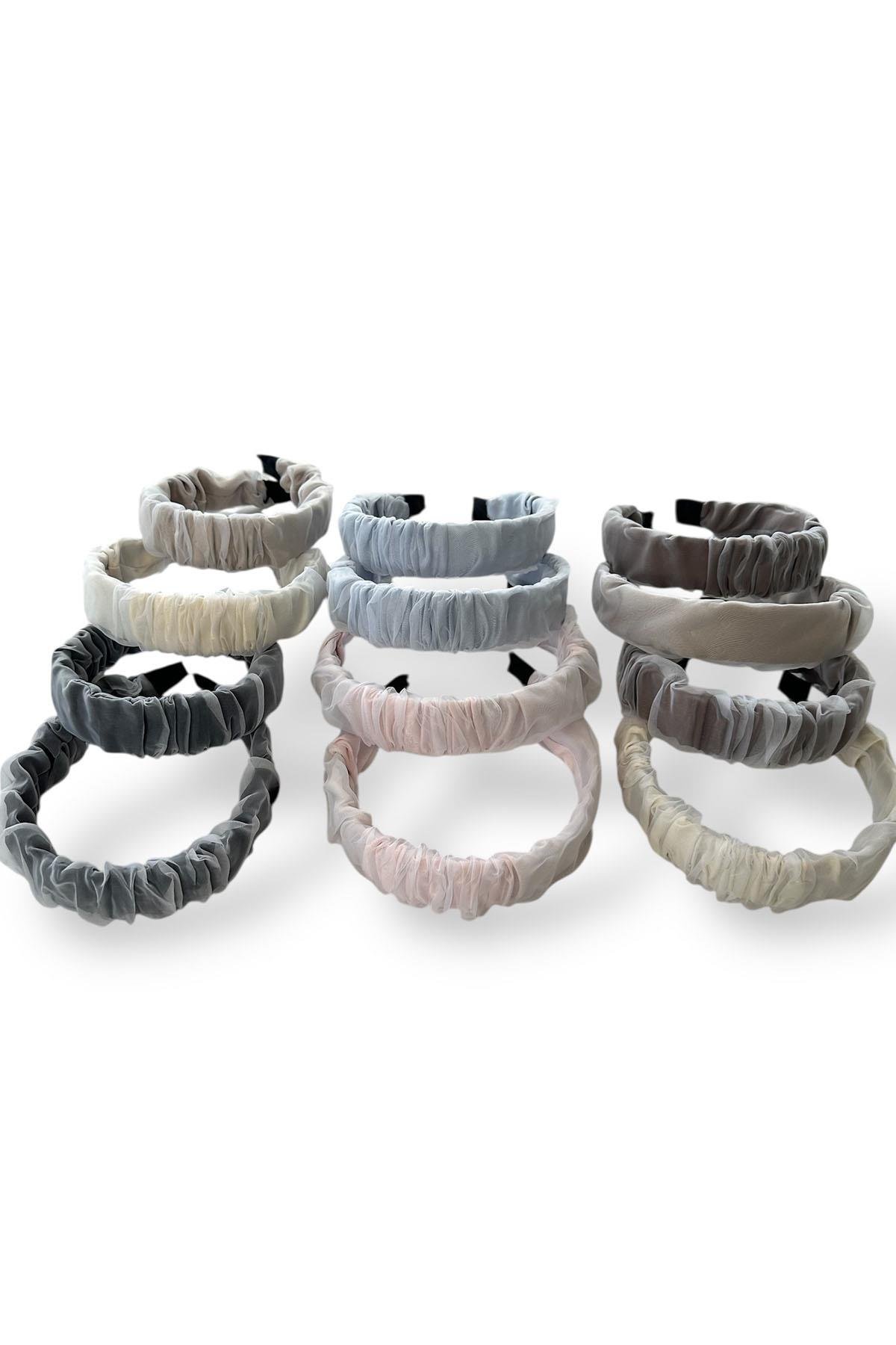 12´li Karışık Renk Tül Detaylı Taç Set