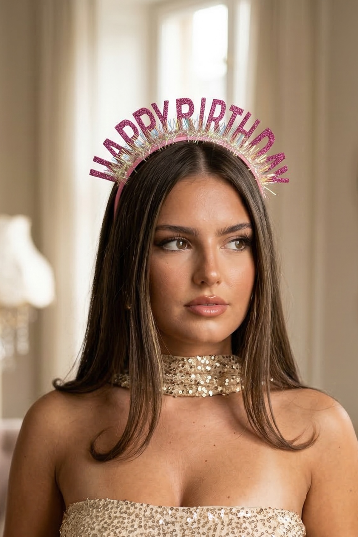 Pembe Renk Happy Birthday Yazılı Taç