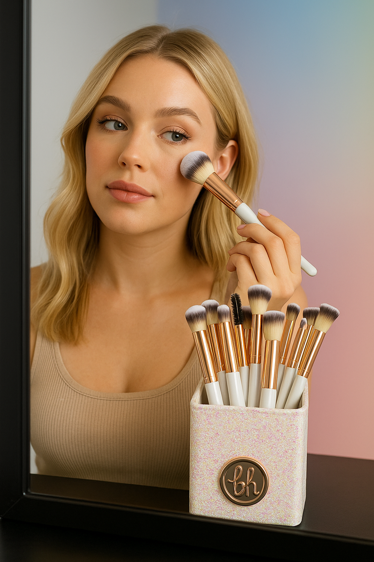 Beyaz Renk Profesyonel 13'lü Standlı Makyaj Fırça Seti