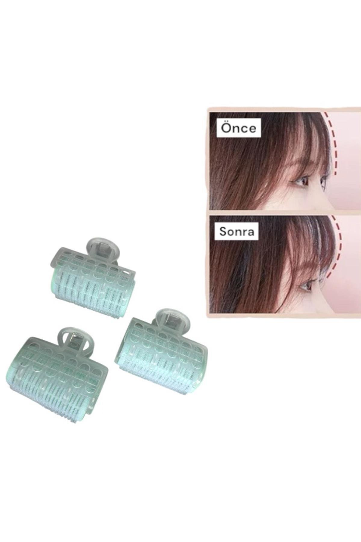 Yeşil Renk 3'lü Bigudi Cırtlı Mandal Tokalı/ Yapışkanlı Saç Bigudisi