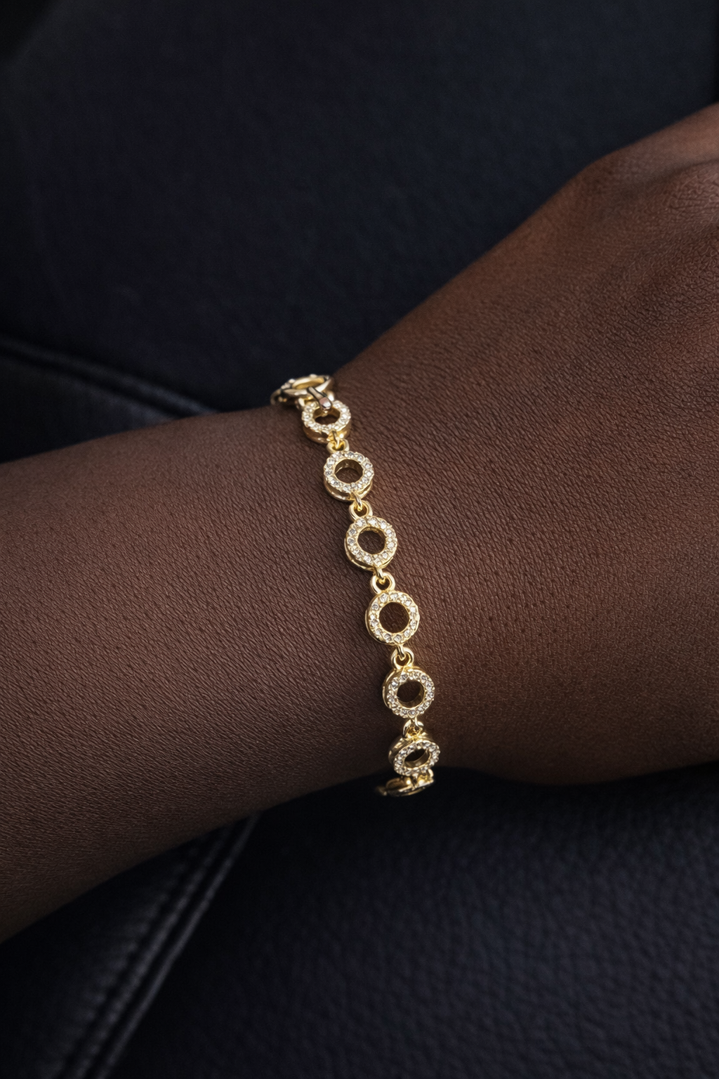 Altın Renk Taşlı 14K Altın Kaplama CM Bileklik