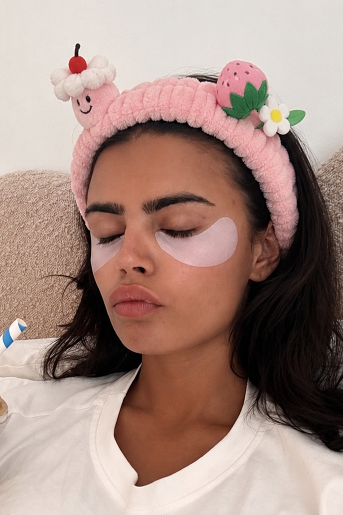 Pembe  Renk Karışık Figürlü Peluş Saç Bandı