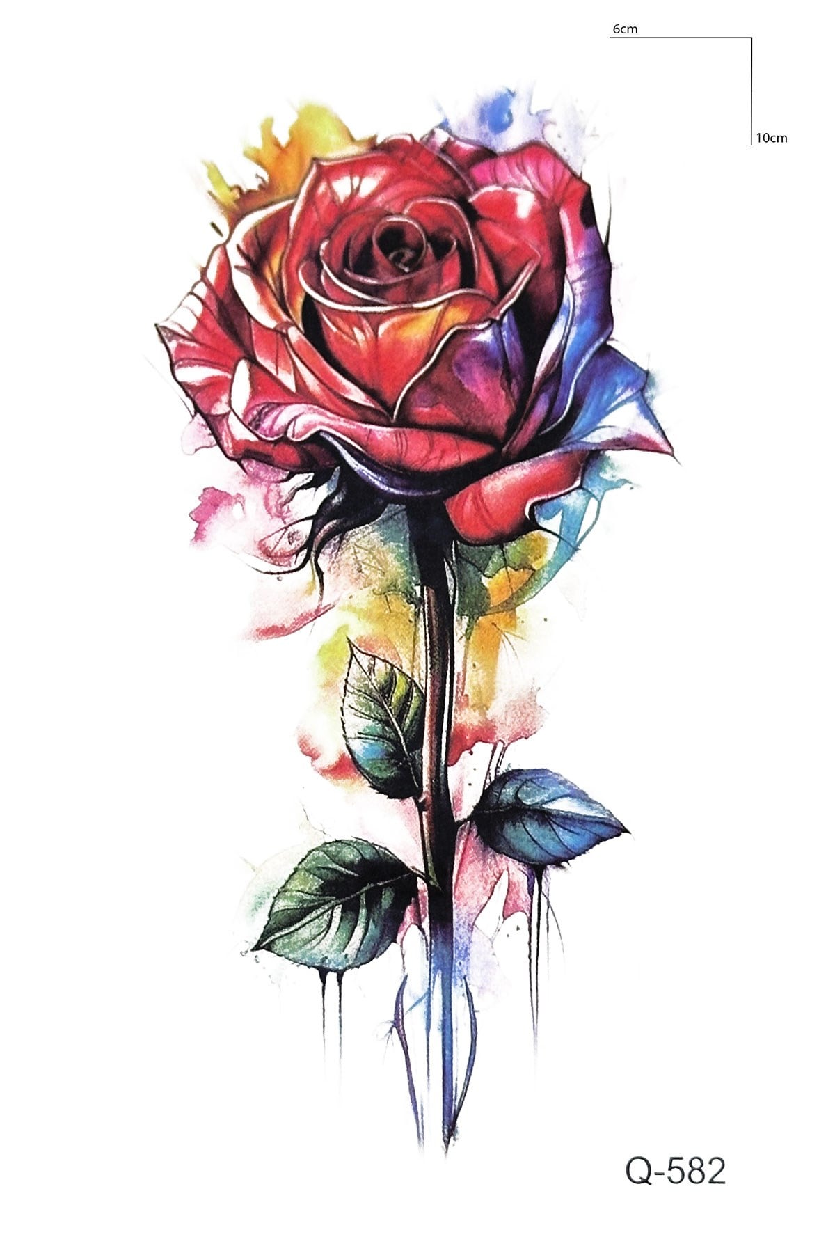 Karışık Renk Gül Mini Geçici Dövme Tattoo