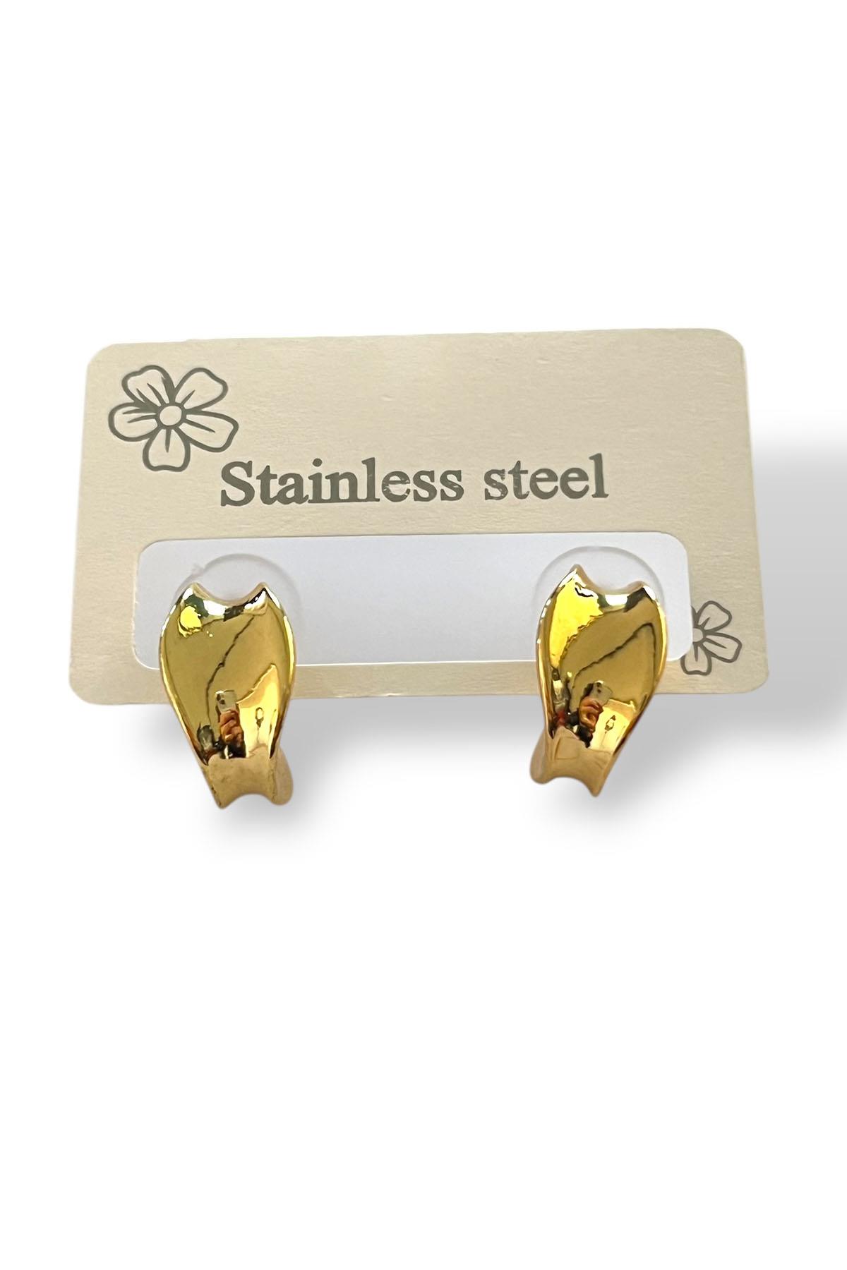 Altın Renk Çelik Küpe (Çift)