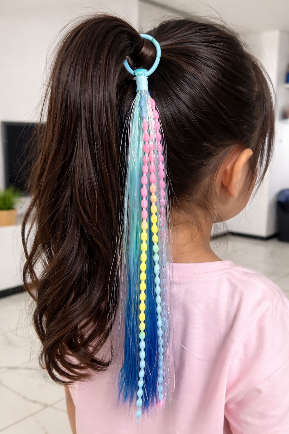 Mavi Ve Lacivert Renk Saç Detaylı Lastik Toka