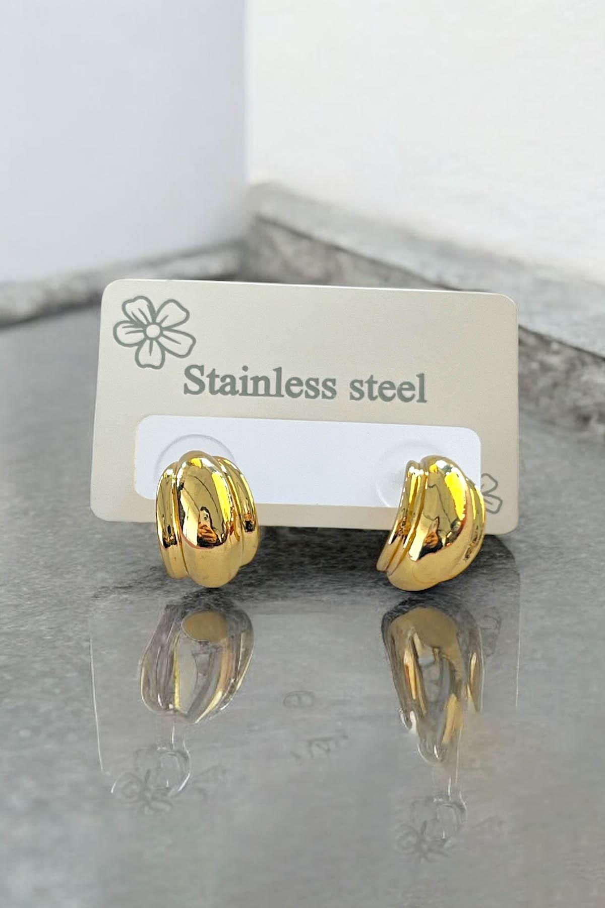 Altın Renk Çelik Küpe (Çift)