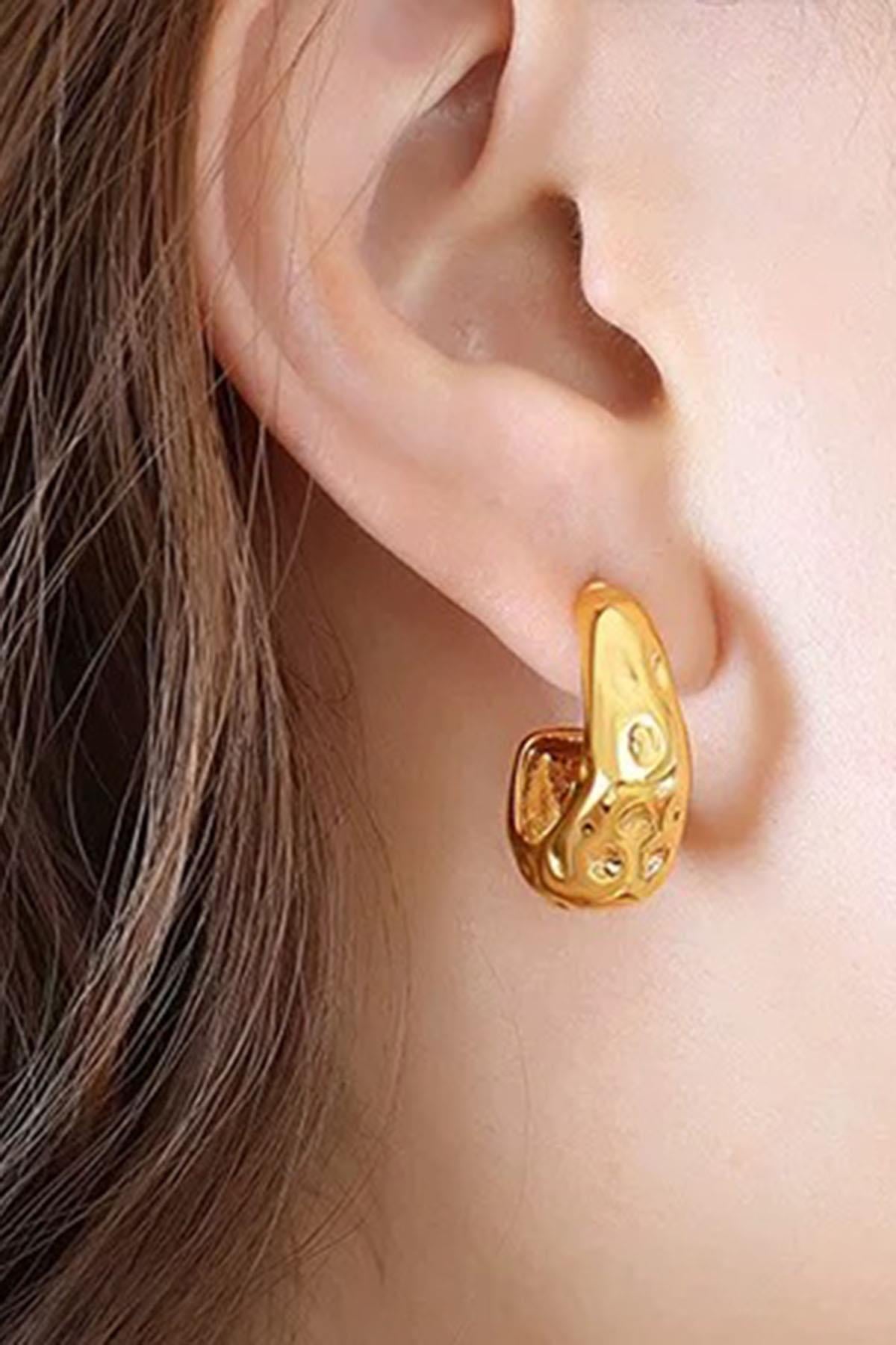 Altın Renk Metal Küpe (Çift)