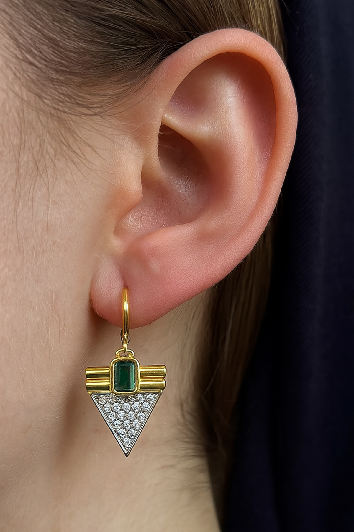 Altın Renk Taş Detaylı YSX Küpe (Çift)