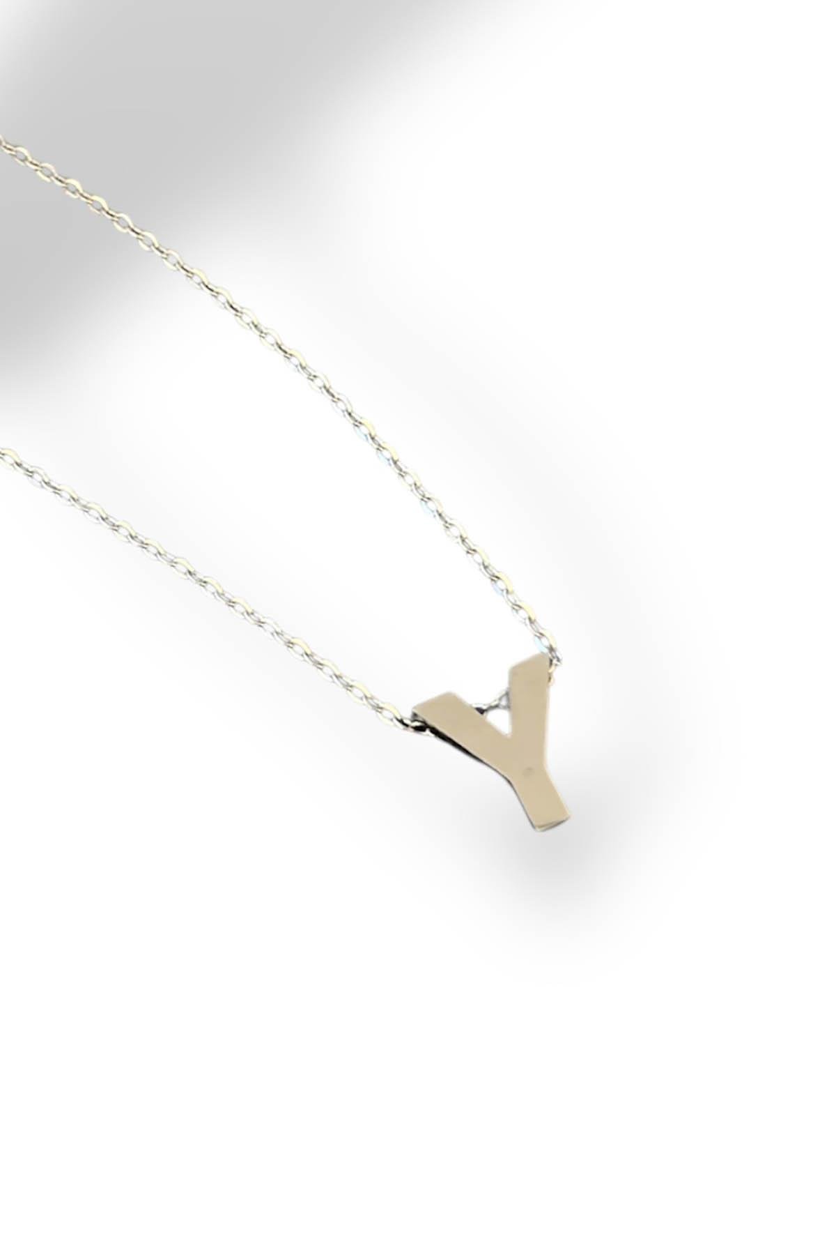 Gümüş Renk Y Harf Çelik Kolye