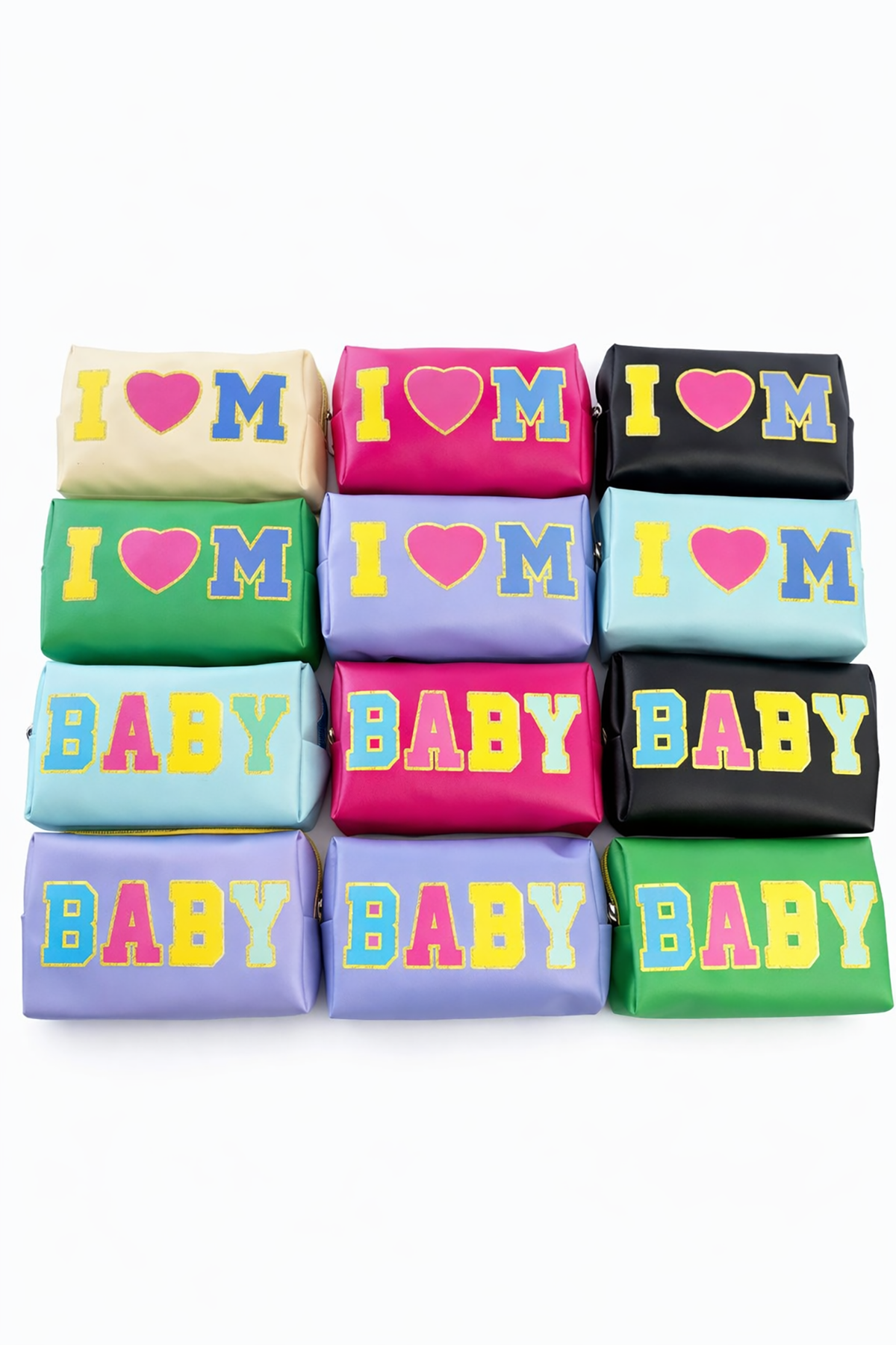 12'li Karışık Renk Yazılı Makyaj Çantası Set