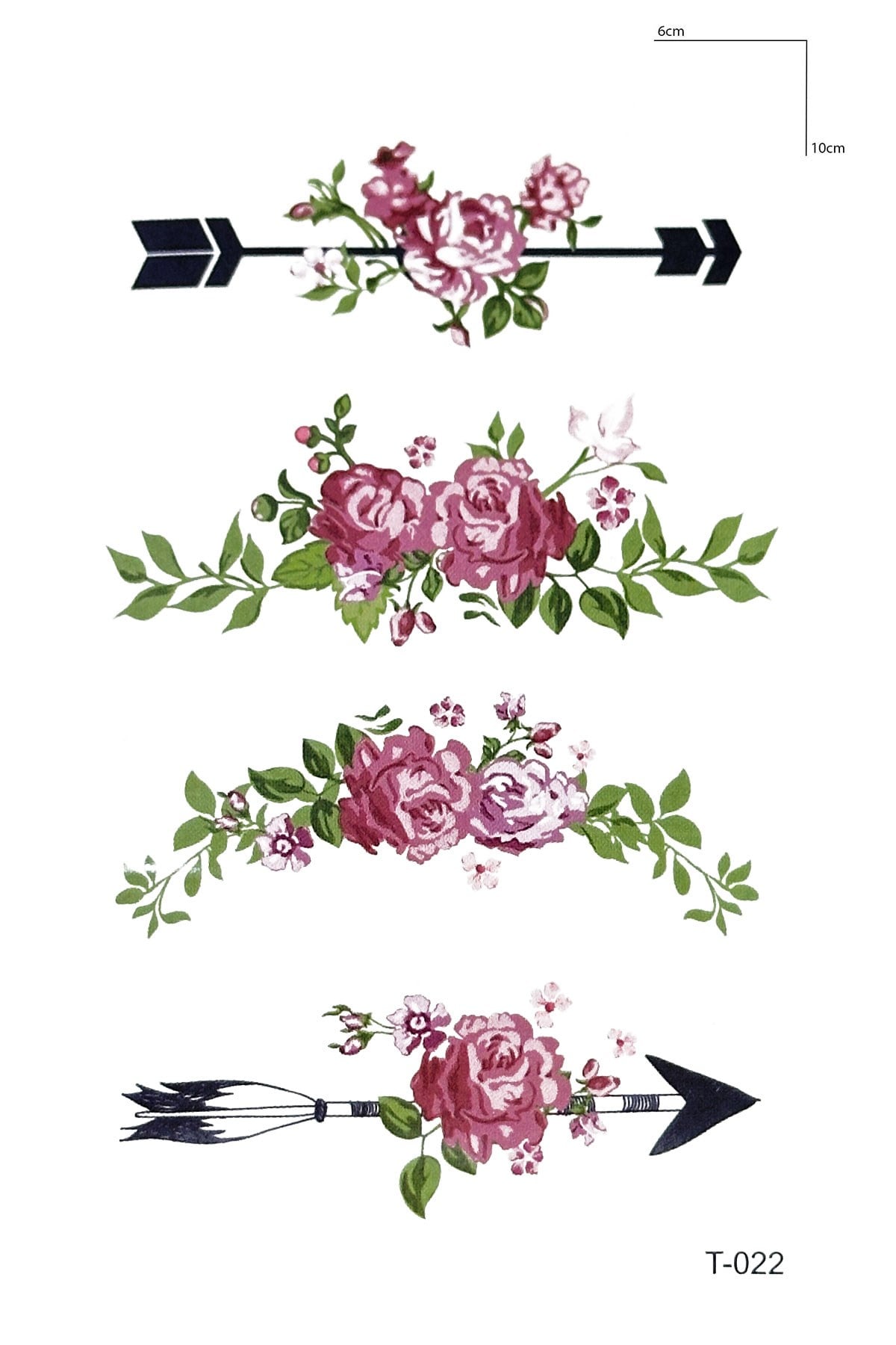 Ok ve Gül Mini Geçici Dövme Tattoo