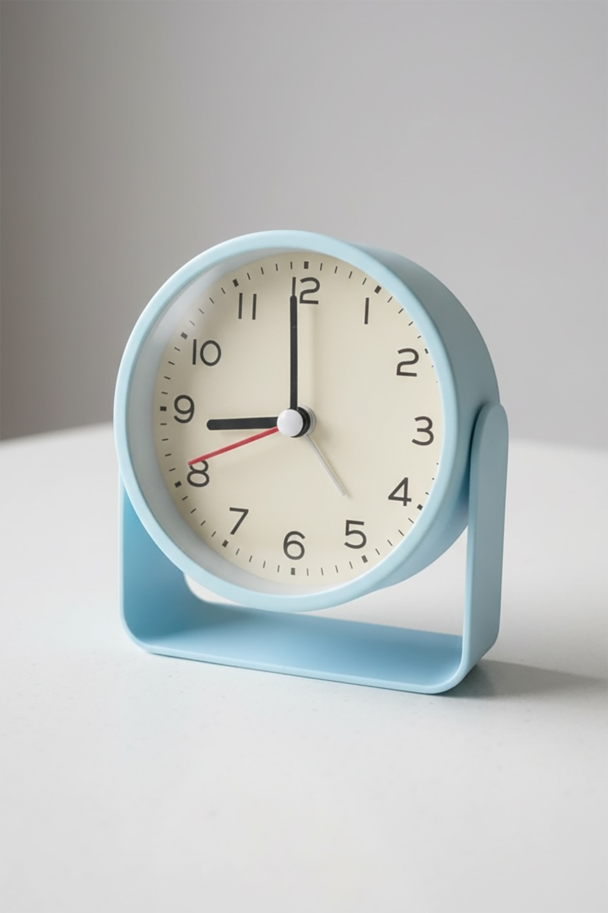 Mavi Renk Mini Dekoratif Alarmlı Yuvarlak Masa Saati