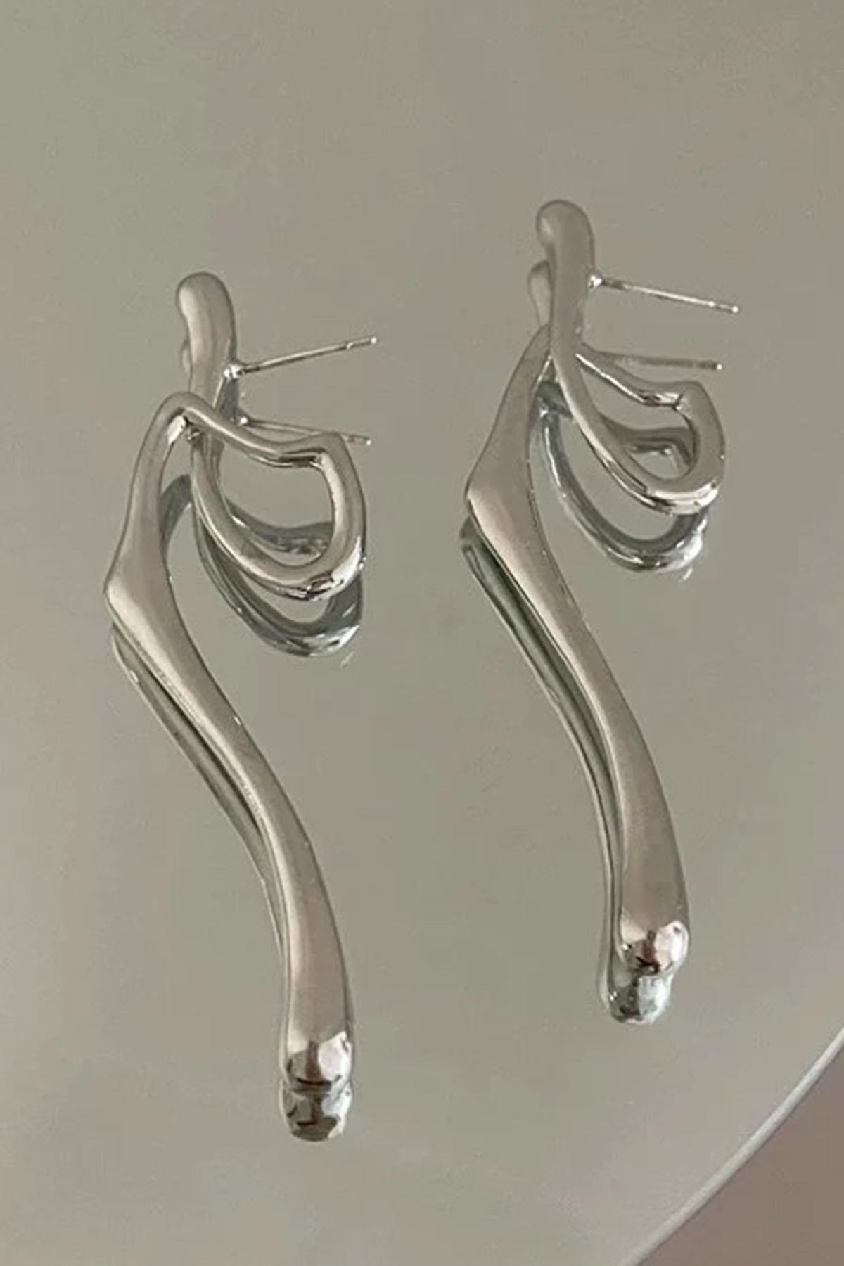 Gümüş Renk Çelik Küpe (Çift)