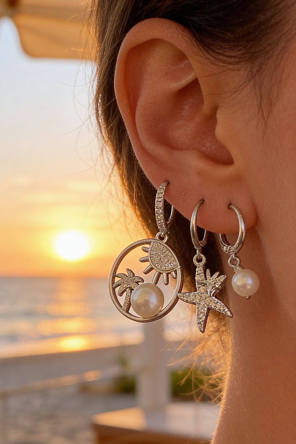 Gümüş Renk 3'lü Ysx Küpe Set