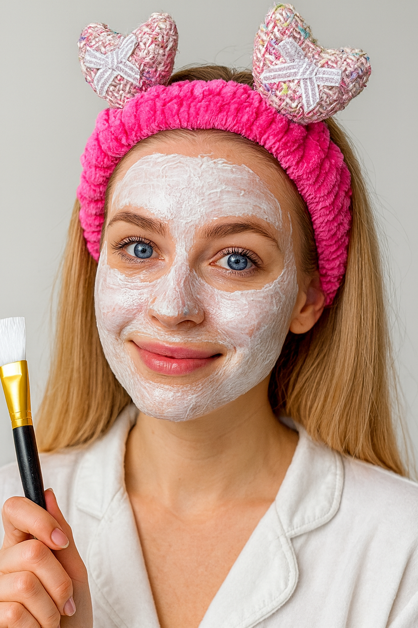 Fuşya Renk Kalp Figürlü Peluş Saç Bandı