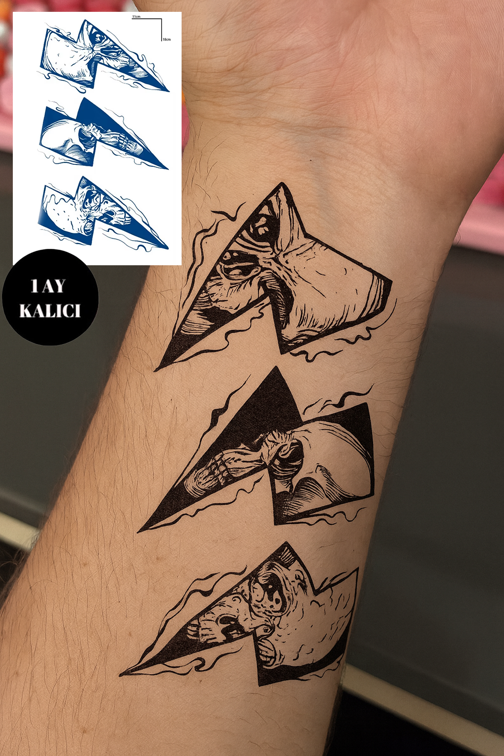 Şimşek Figürlü 12 Saat Sonra Kararan Geçici Orta Dövme Tattoo