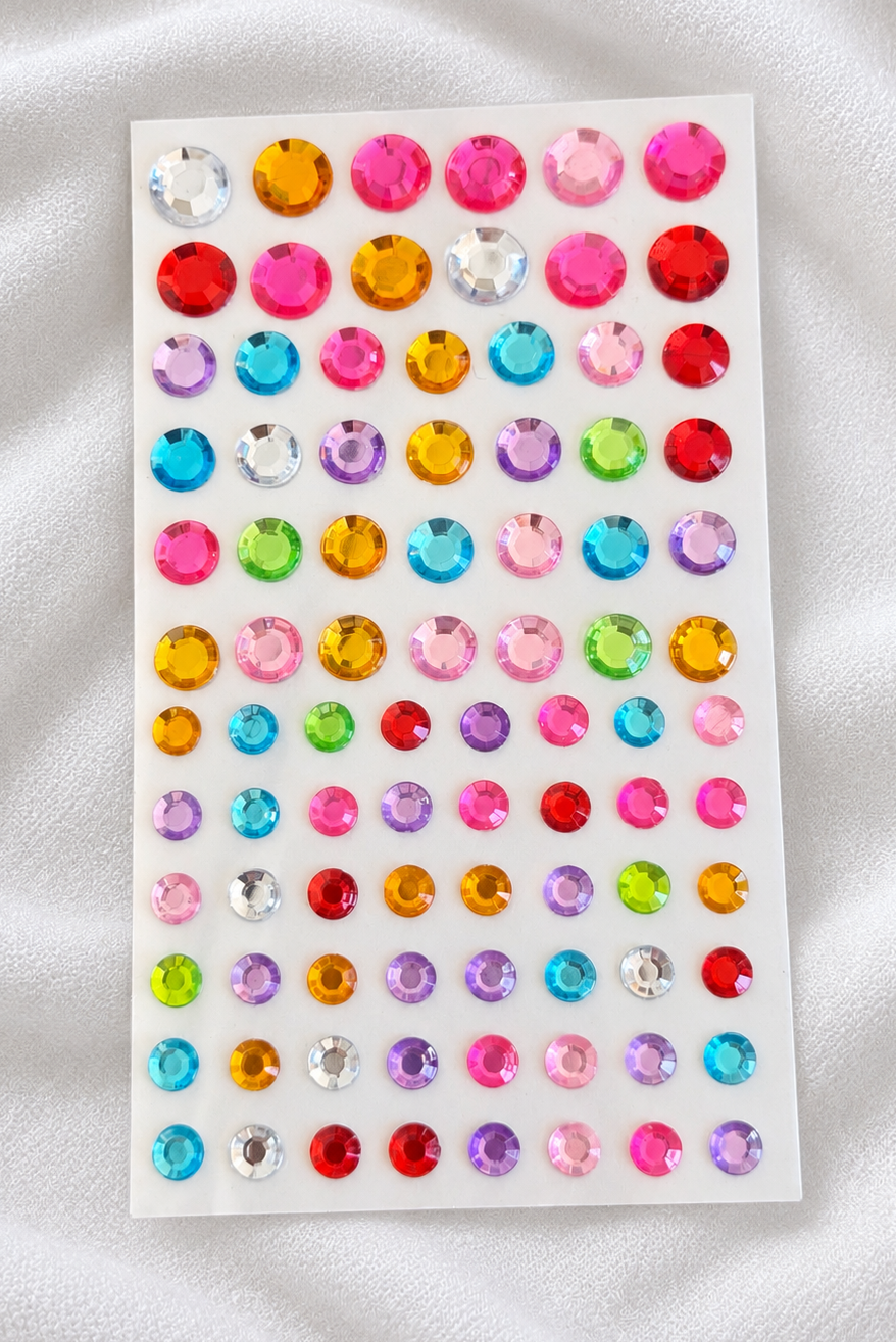 Karışık Renk Daire Figürlü Yapışkanlı Taş Sticker 