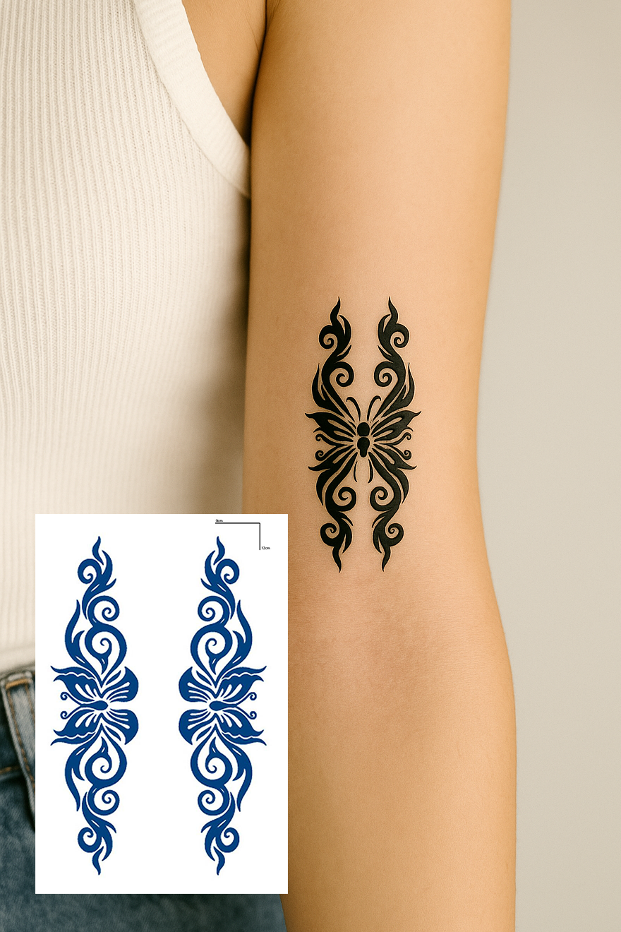 Kelebek Figürlü 12 Saat Sonra Kararan Geçici Mini Dövme Tattoo
