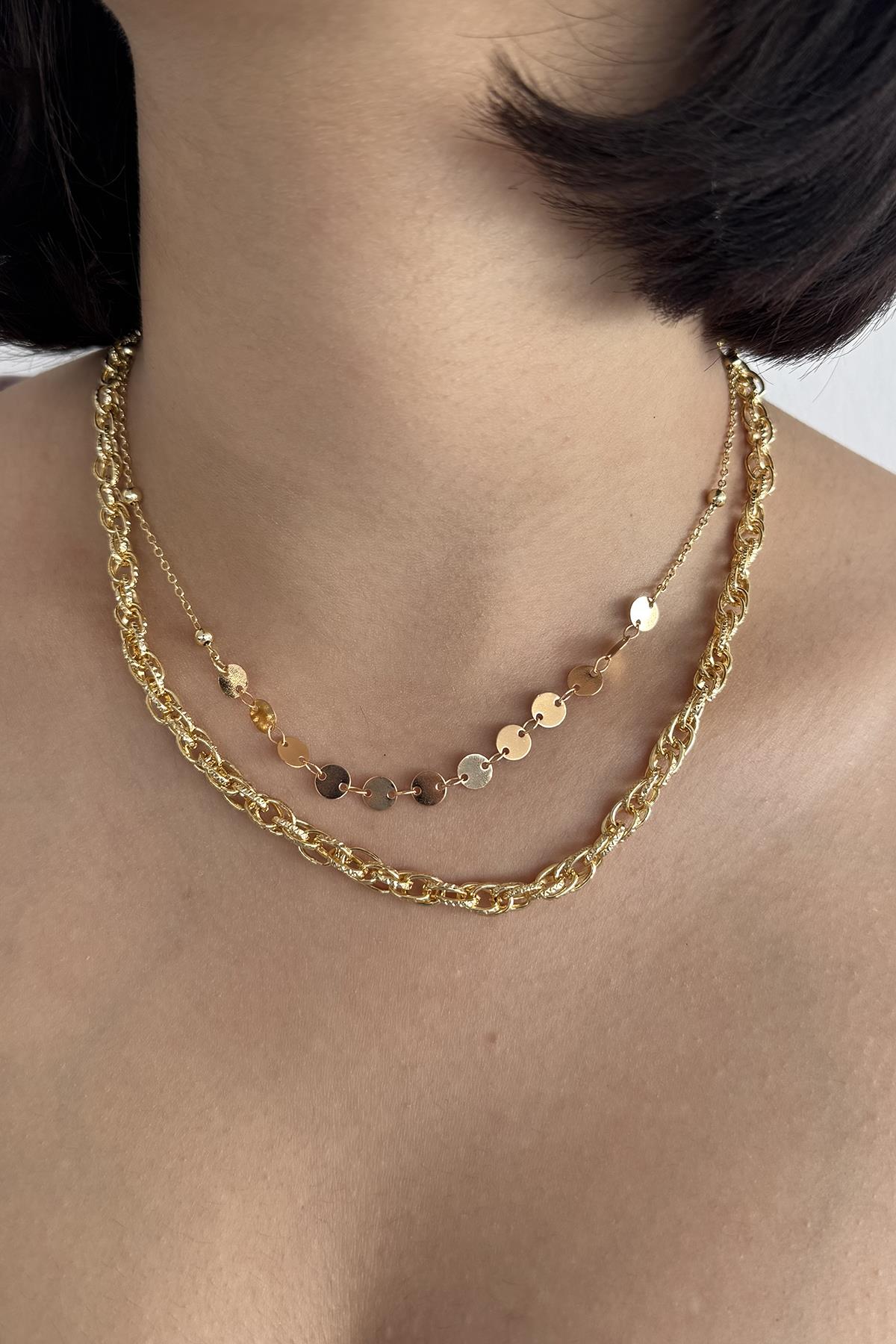 Altın Renk İkili Kolye