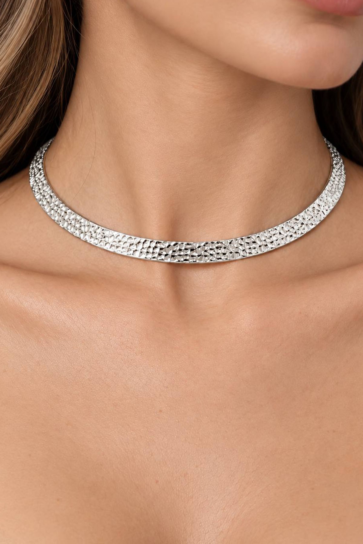 Gümüş Renk YSX Choker Kolye