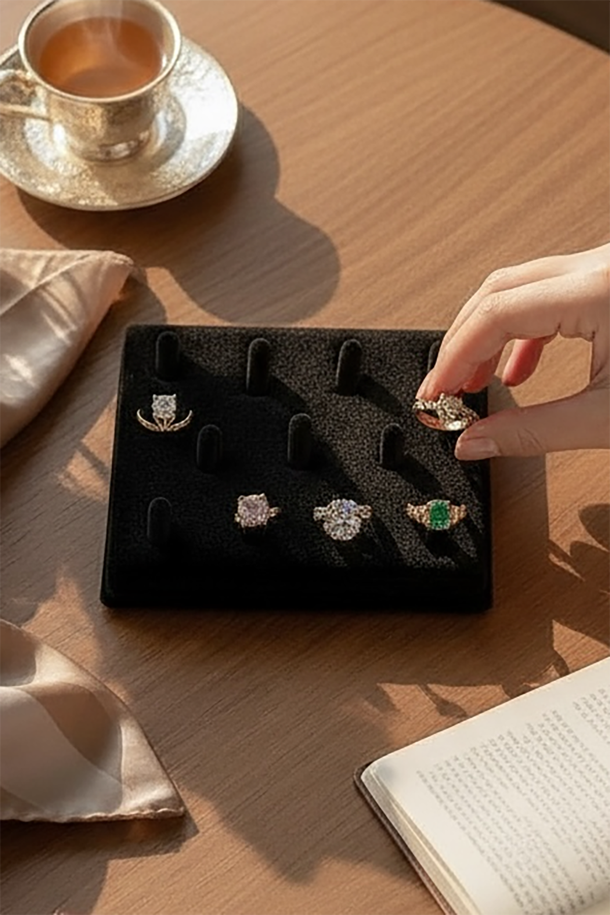 11'li Siyah Renk Takı / Yüzük Organizeri