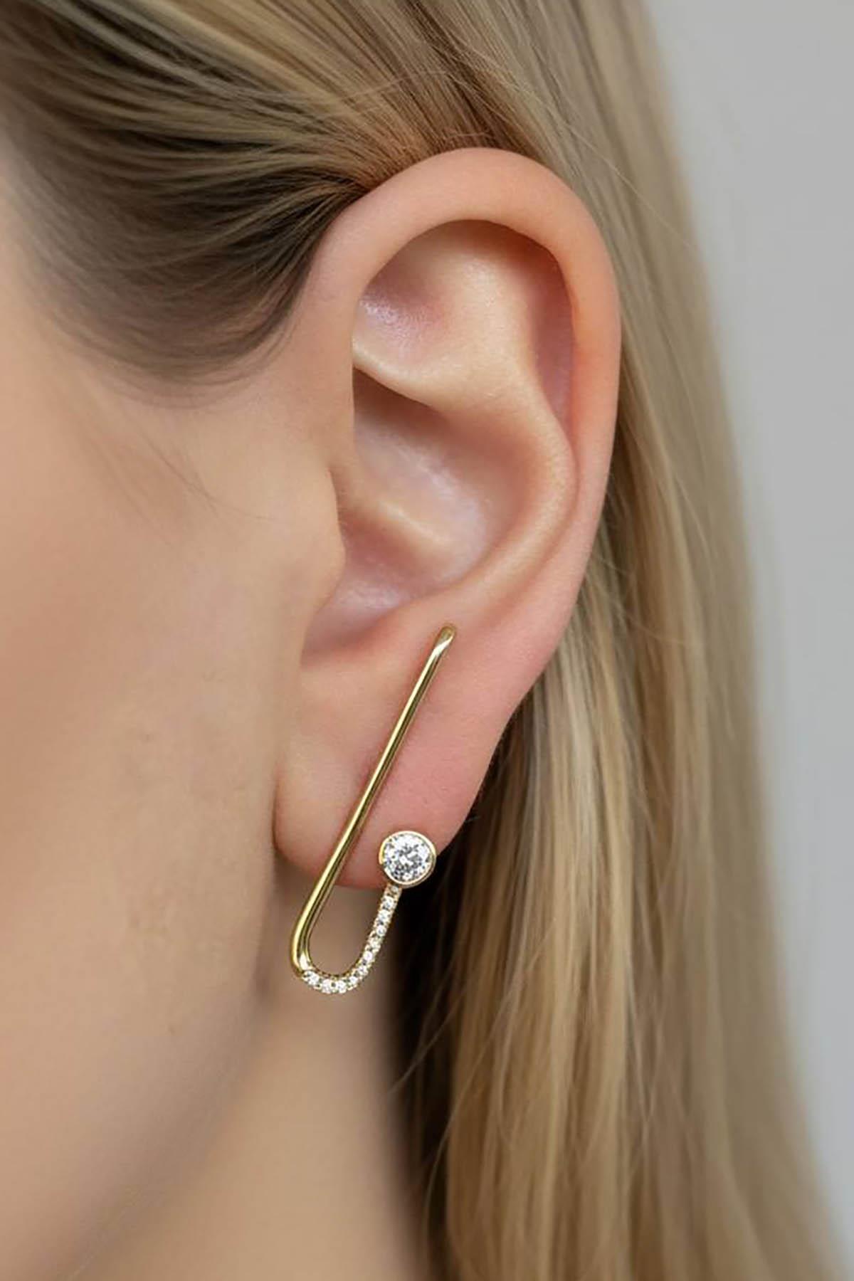 Altın Renk 14K Altın Kaplama Taş Detaylı Xuping Küpe (Çift)