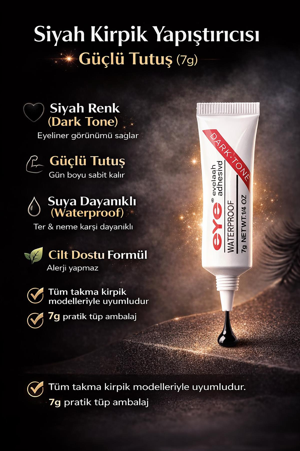 Siyah Renk Profesyonel Kirpik Yapıştırıcısı