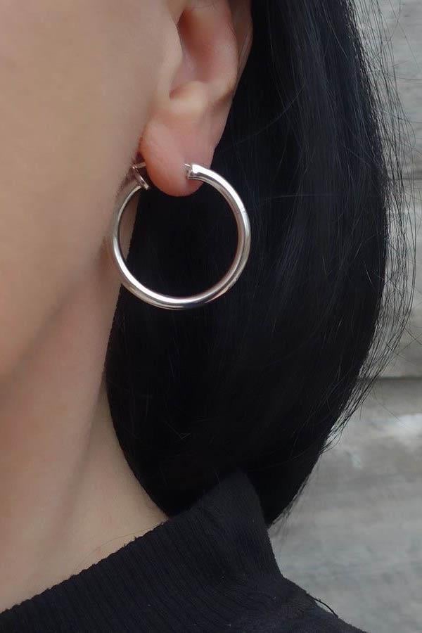 Gümüş Renk Halka Küpe (Çift)