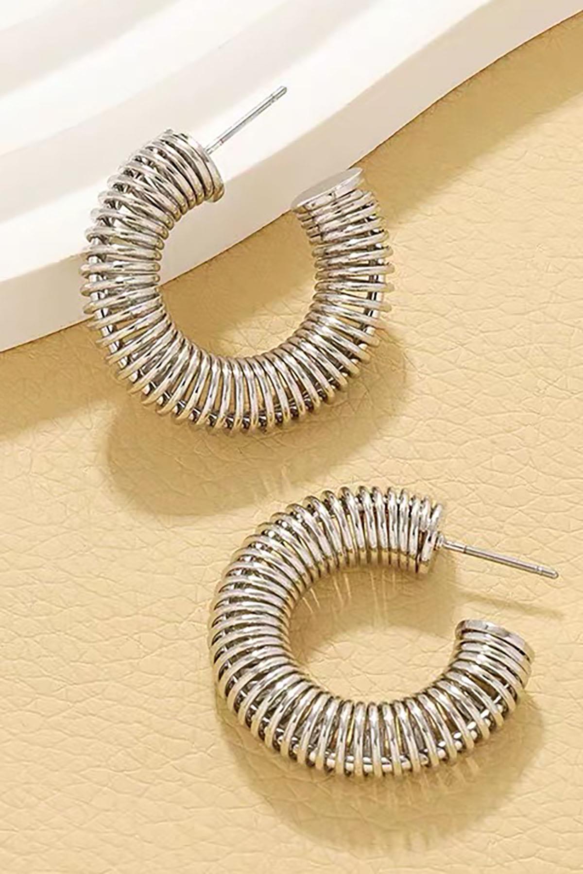 Gümüş Renk Çelik Halka Küpe (Çift)